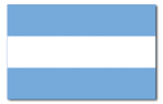 Bandera civil de la Argentina hasta 1985, como "bandera de guerra" se usó siempre la bandera con el Sol de Mayo.